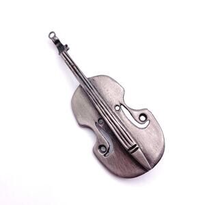 Vintage Violin-Cello Strings Musical Instrument Brooch Silver Tone 3” long